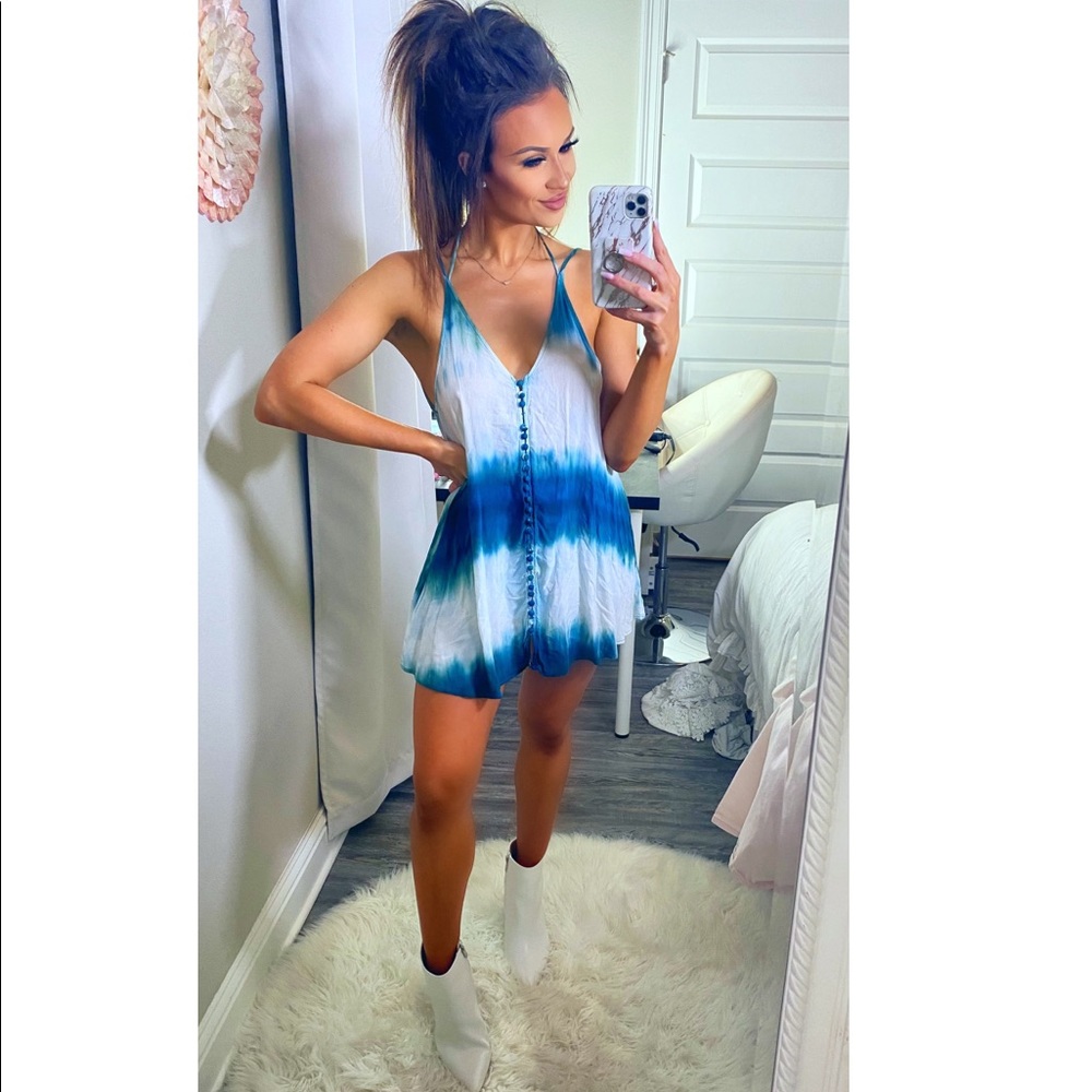 White and Green Tie Dye Top